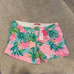 Lilly Pulitzer Pink and Green Floral High Waist Shorts